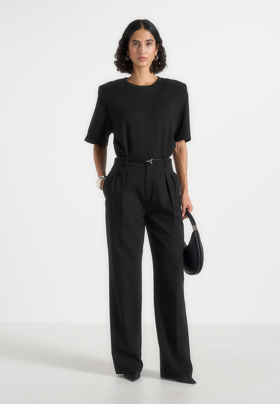 Julie - Tailored Twin Pleat Trousers - Black