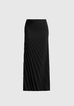 Fiona - Satin Fan Pleat Maxi Skirt - Black