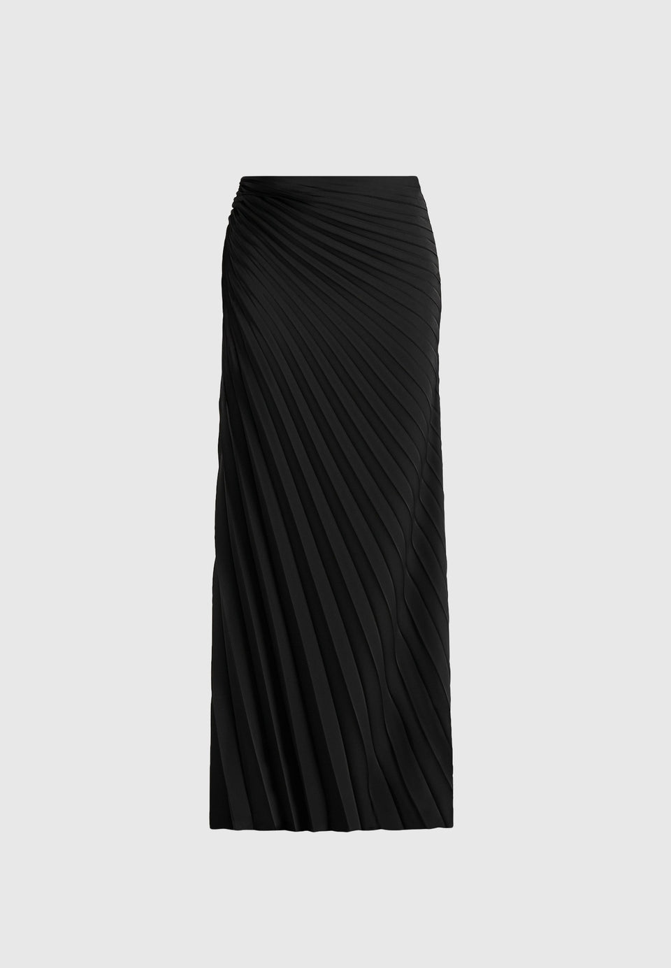 Fiona - Satin Fan Pleat Maxi Skirt - Black