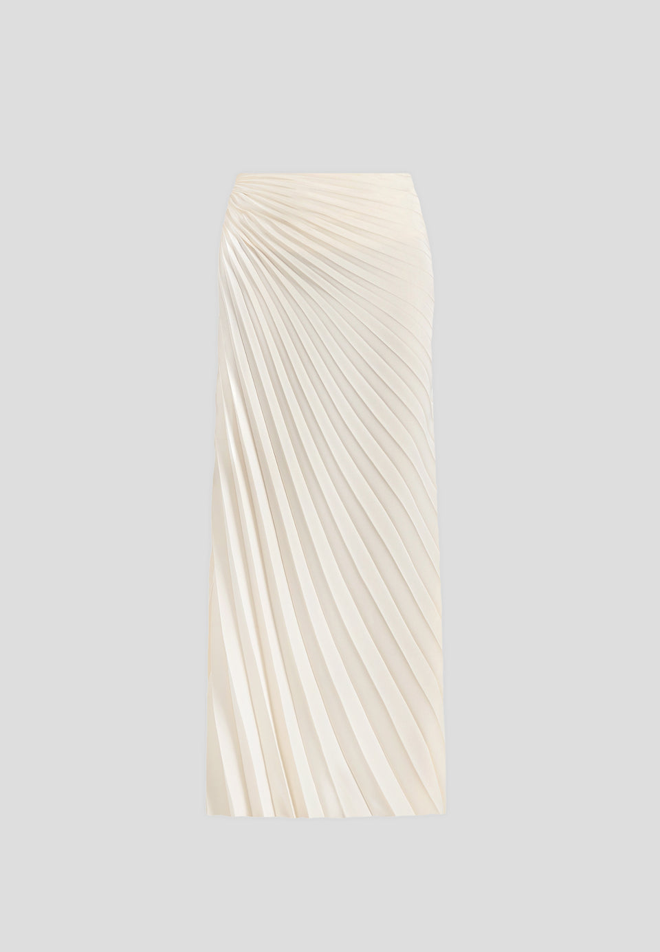 Fiona - Satin Fan Pleat Maxi Skirt - Ivory
