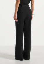 Julie - Tailored Twin Pleat Trousers - Black