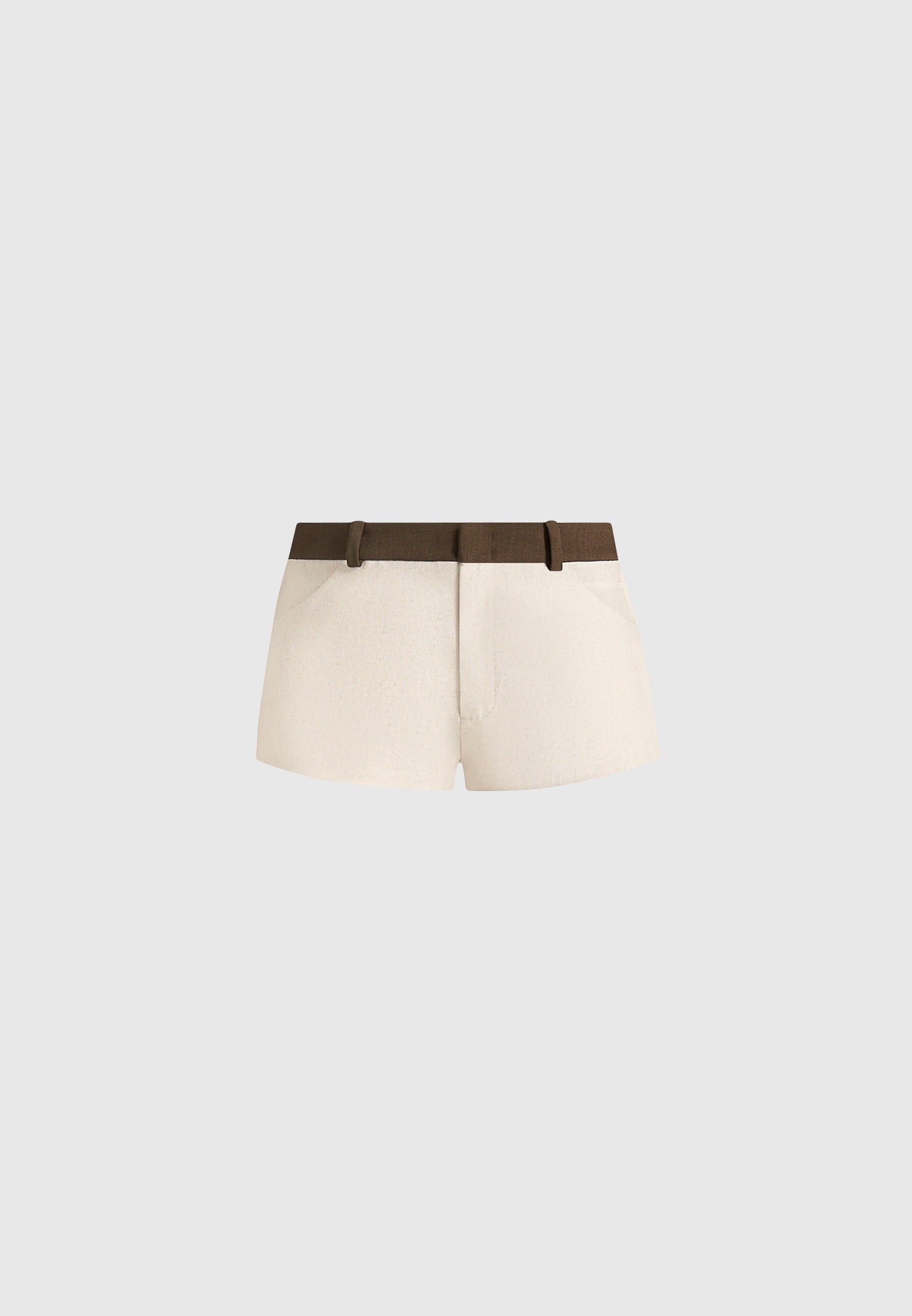 Verity - Contrast Waist Linen Mini Shorts - Natural