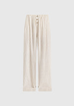 Ivanna - Elasticated Wide Leg Striped Cotton Trousers - Cream