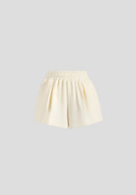SH002 - Gathered Waist Cotton Shorts - Pale Yellow
