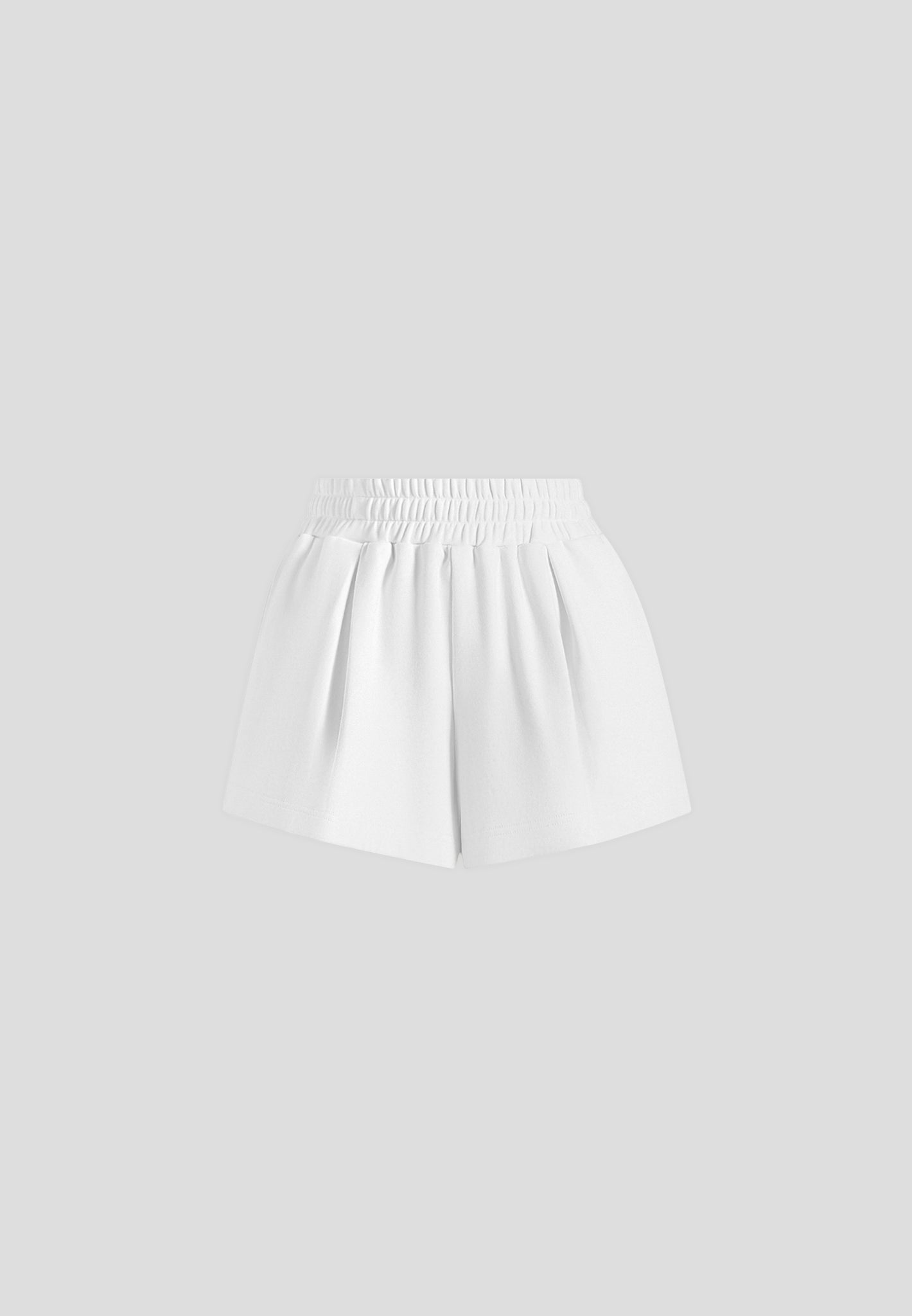 SH002 - Gathered Waist Cotton Shorts - White