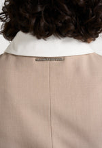 Irene - Collar Detail Cinched Waistcoat - Beige/White