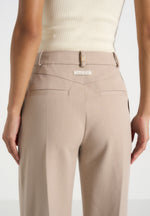 Darlene - Turn Up Detail Tailored Twin Pleat Trousers - Beige