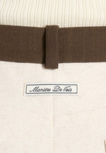 Verity - Contrast Waist Linen Mini Shorts - Natural