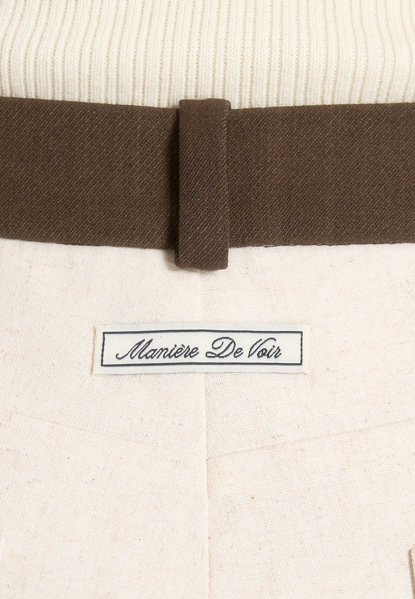 Verity - Contrast Waist Linen Mini Shorts - Natural