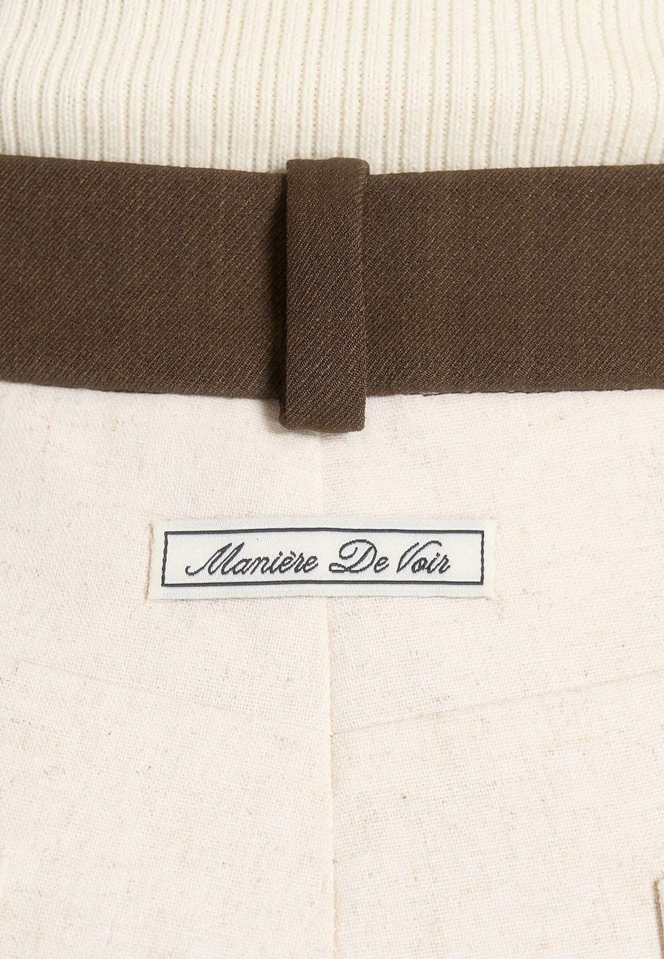 Verity - Contrast Waist Linen Mini Shorts - Natural
