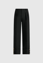 Darlene - Turn Up Detail Tailored Twin Pleat Trousers - Black