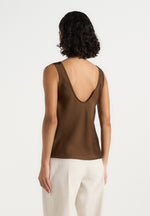 Mathilda - Satin Scoop Neck Open Back Vest - Brown