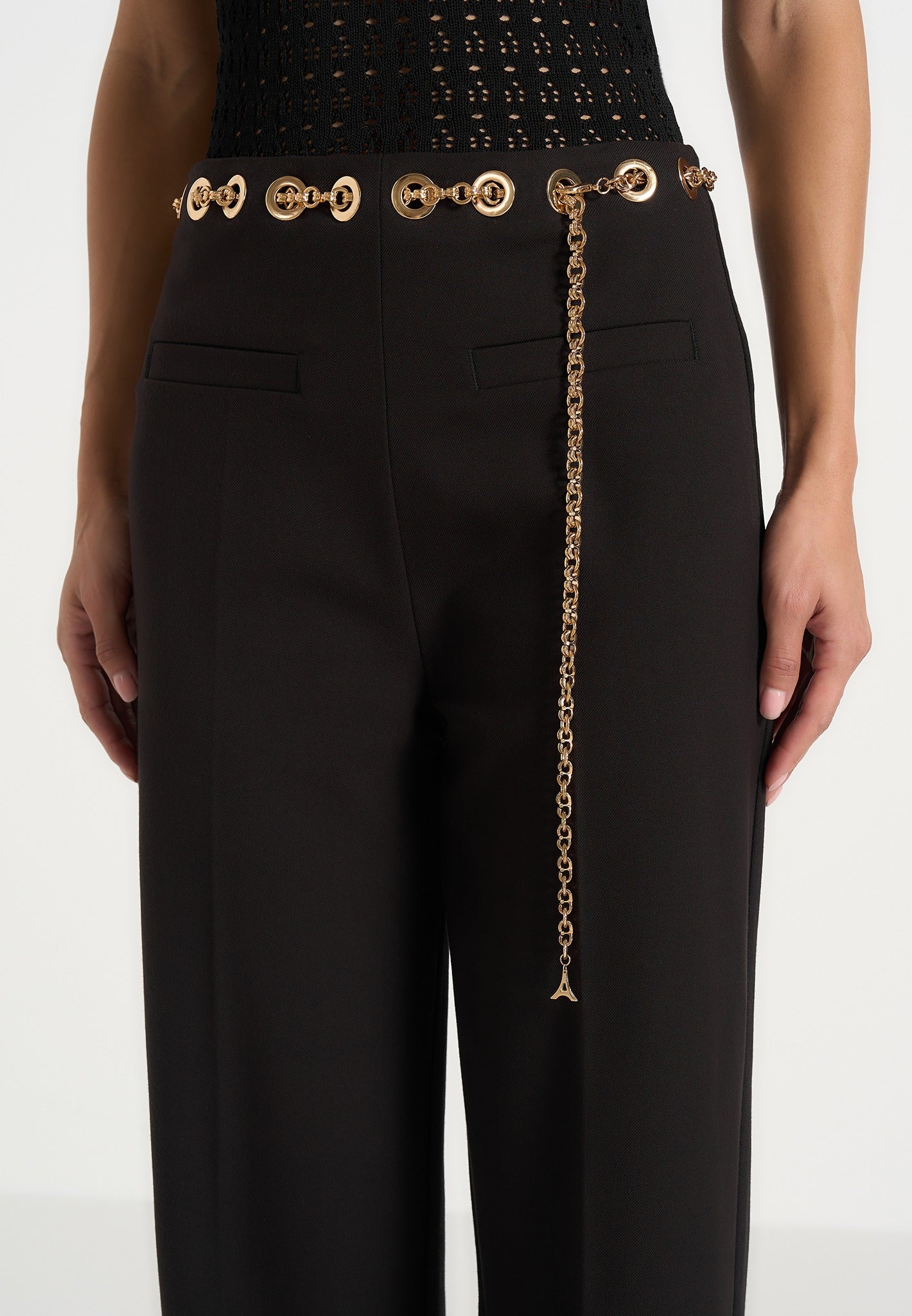 Perrine - Hardware Detail Belted Trousers - Black