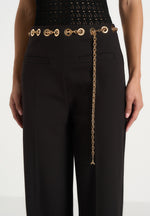 Perrine - Hardware Detail Belted Trousers - Black