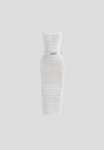 Danika - Metallic Knit Belted Midi Dress - White