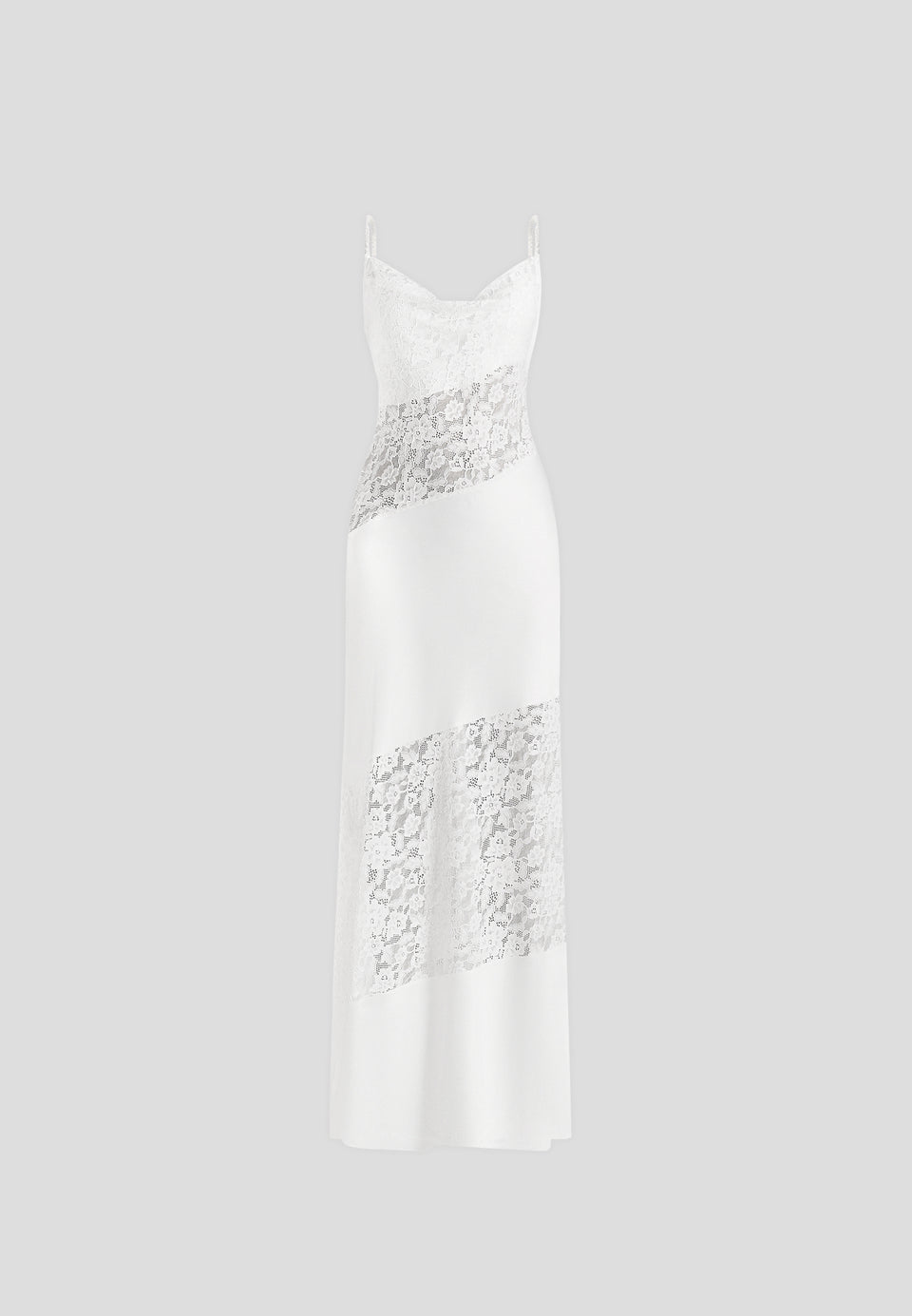 Naya - Asymmetric Lace Maxi Dress - White