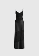 Naya - Asymmetric Lace Maxi Dress - Black