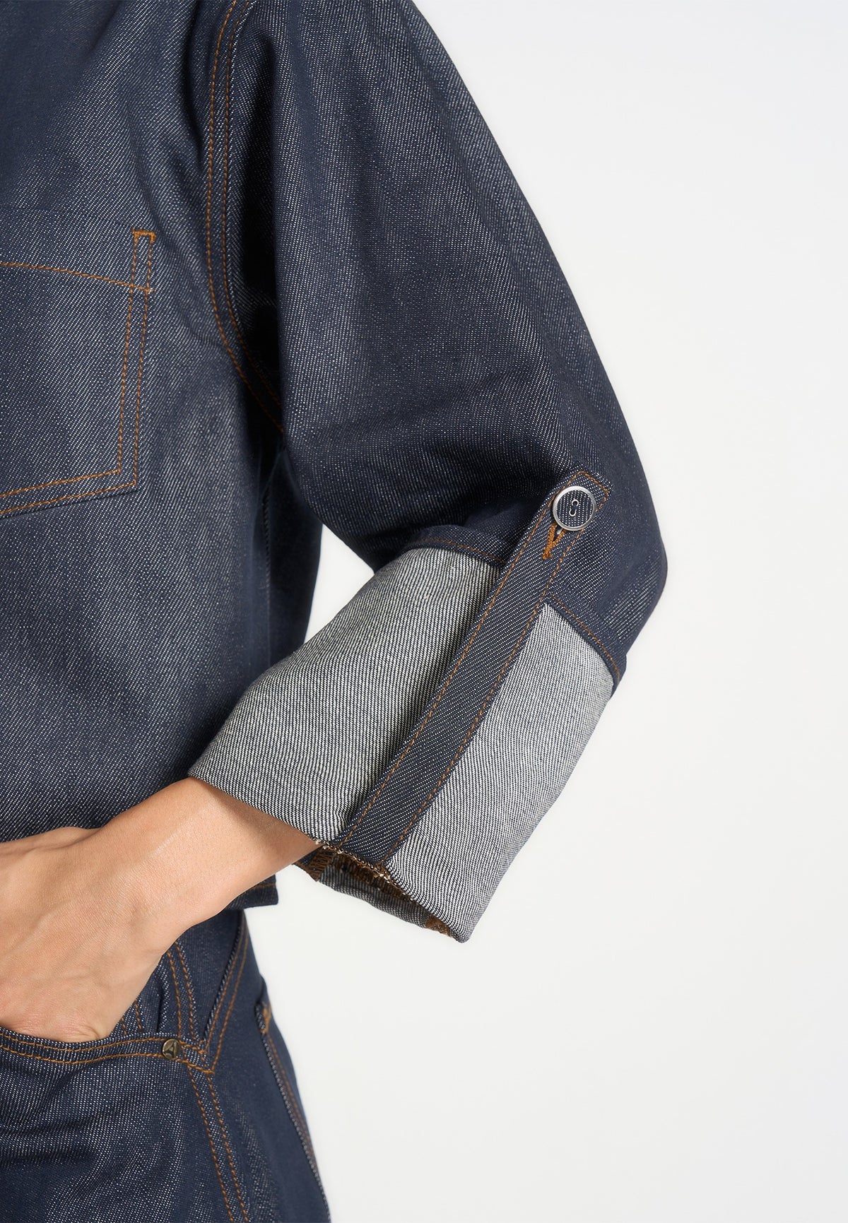Maura - Boxy Cropped Roll-Sleeve Denim Shirt - Indigo