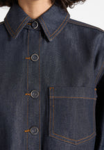 Maura - Boxy Cropped Roll-Sleeve Denim Shirt - Indigo