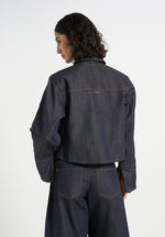 Maura - Boxy Cropped Roll-Sleeve Denim Shirt - Indigo