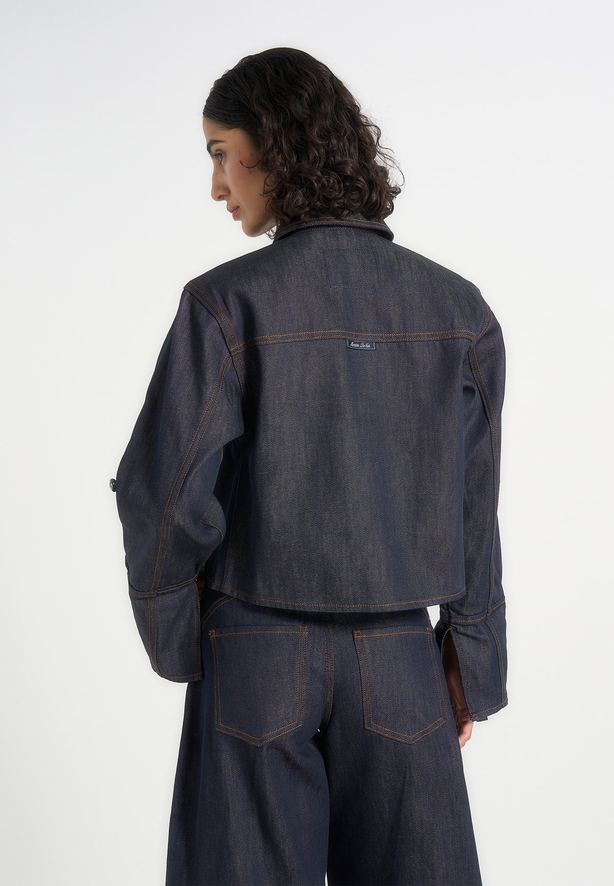 Maura - Boxy Cropped Roll-Sleeve Denim Shirt - Indigo