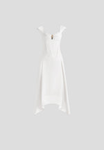 Faith - Cap Sleeve Corset Cotton Midi Dress  - White