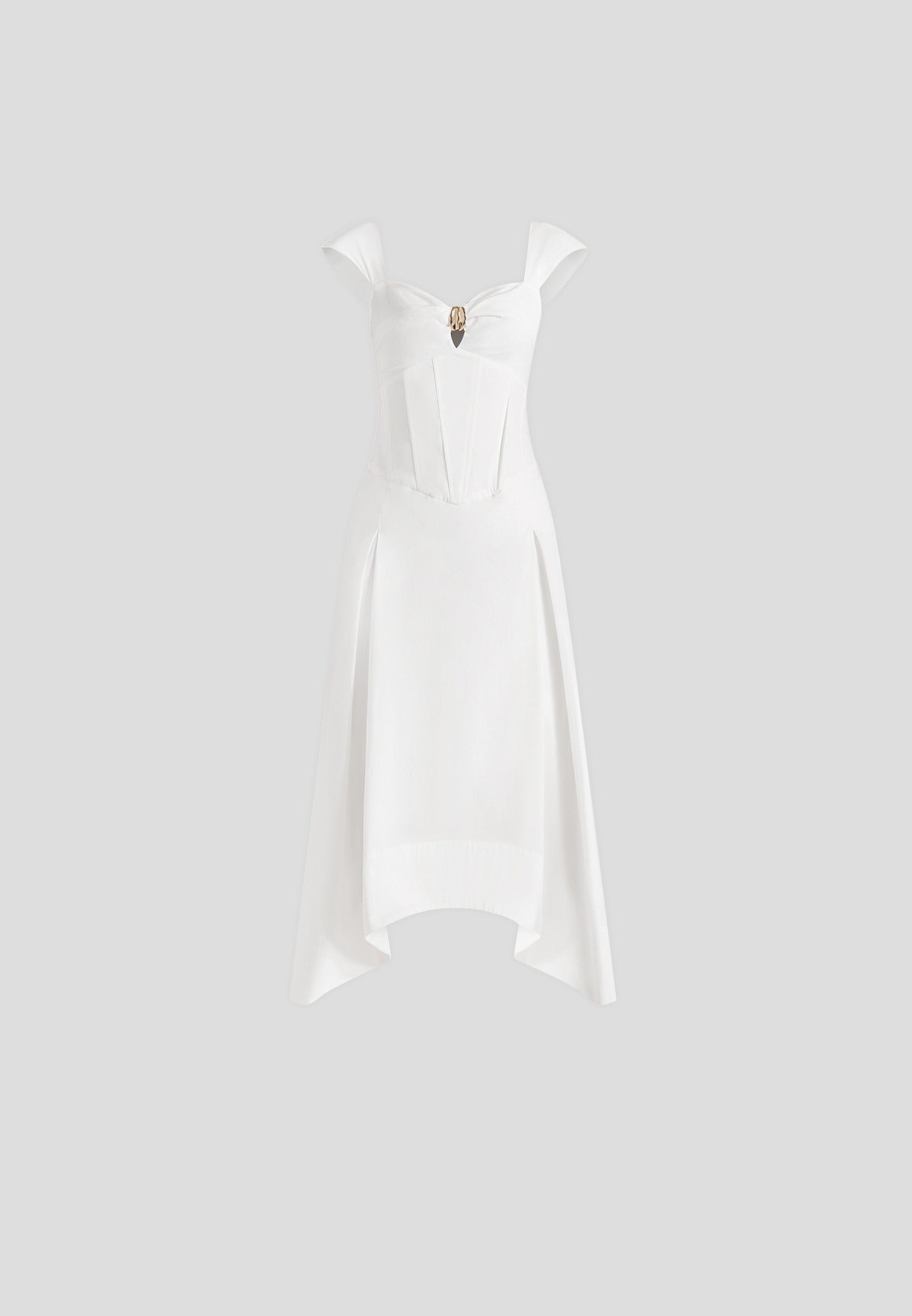 Faith - Cap Sleeve Corset Cotton Midi Dress  - White