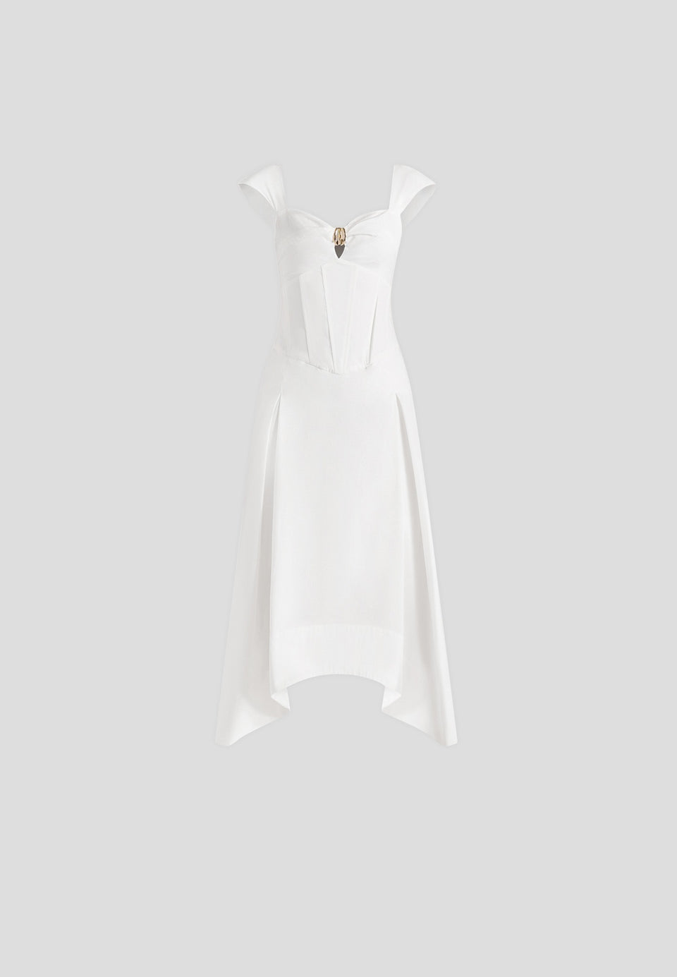 Faith - Cap Sleeve Corset Cotton Midi Dress  - White