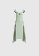 Faith - Cap Sleeve Corset Cotton Midi Dress - Sage