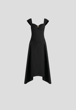 Faith - Cap Sleeve Corset Cotton Midi Dress - Black