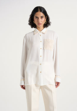Mya - Crochet Detail Georgette Shirt - White
