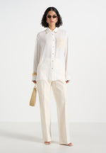 Mya - Crochet Detail Georgette Shirt - White