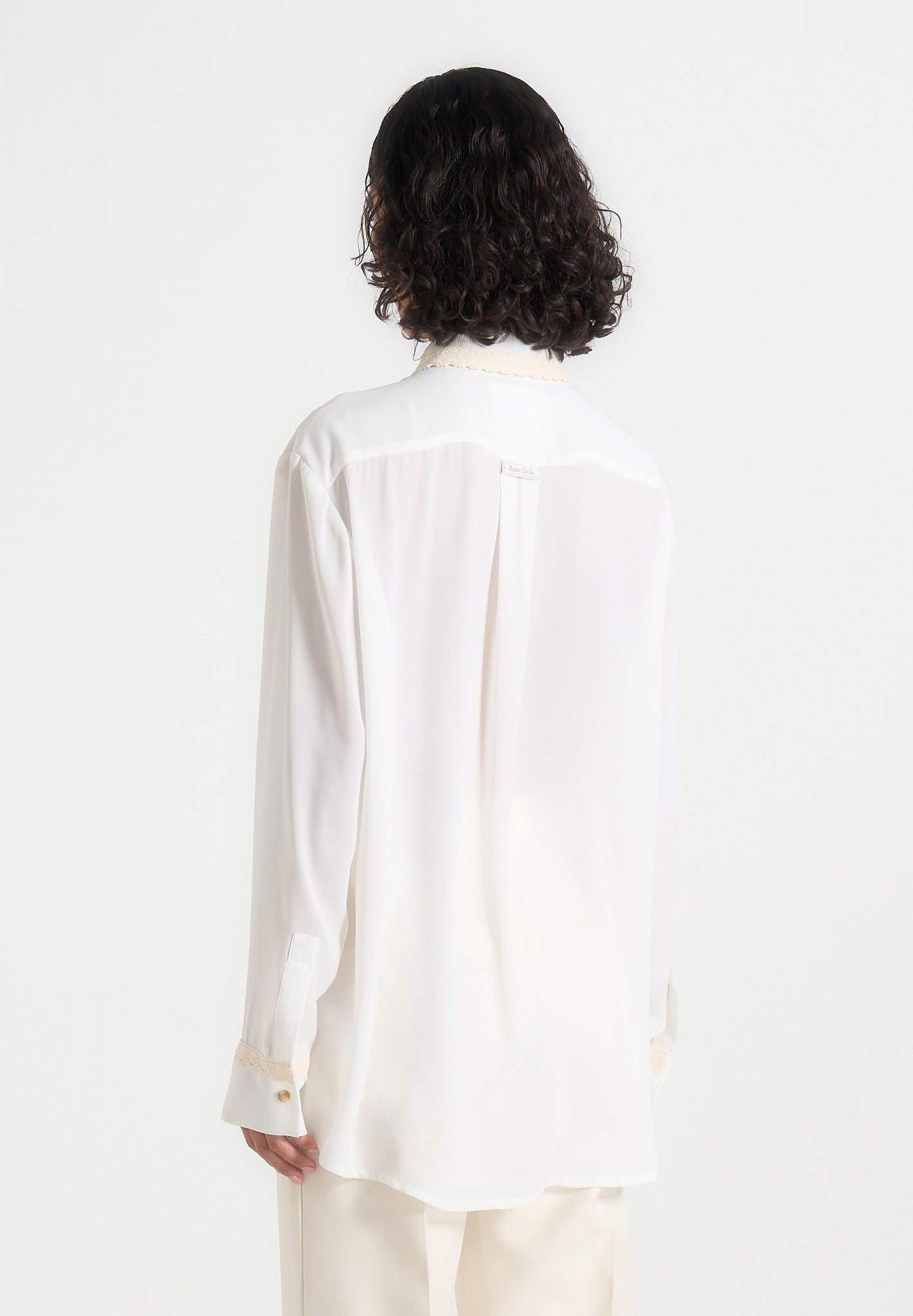 Mya - Crochet Detail Georgette Shirt - White
