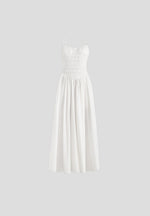 Elva - Smocked Waist Cotton Maxi Dress - White