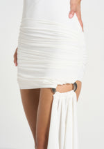 Anouk - Cap Sleeve Ring Detail Drape Mini Dress - White
