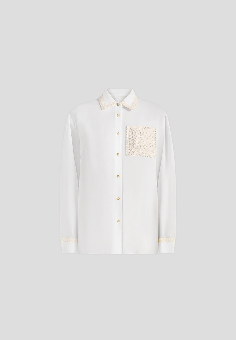 Mya - Crochet Detail Georgette Shirt - White