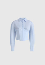 Margot - Corset Cotton Shirt - Pale Blue