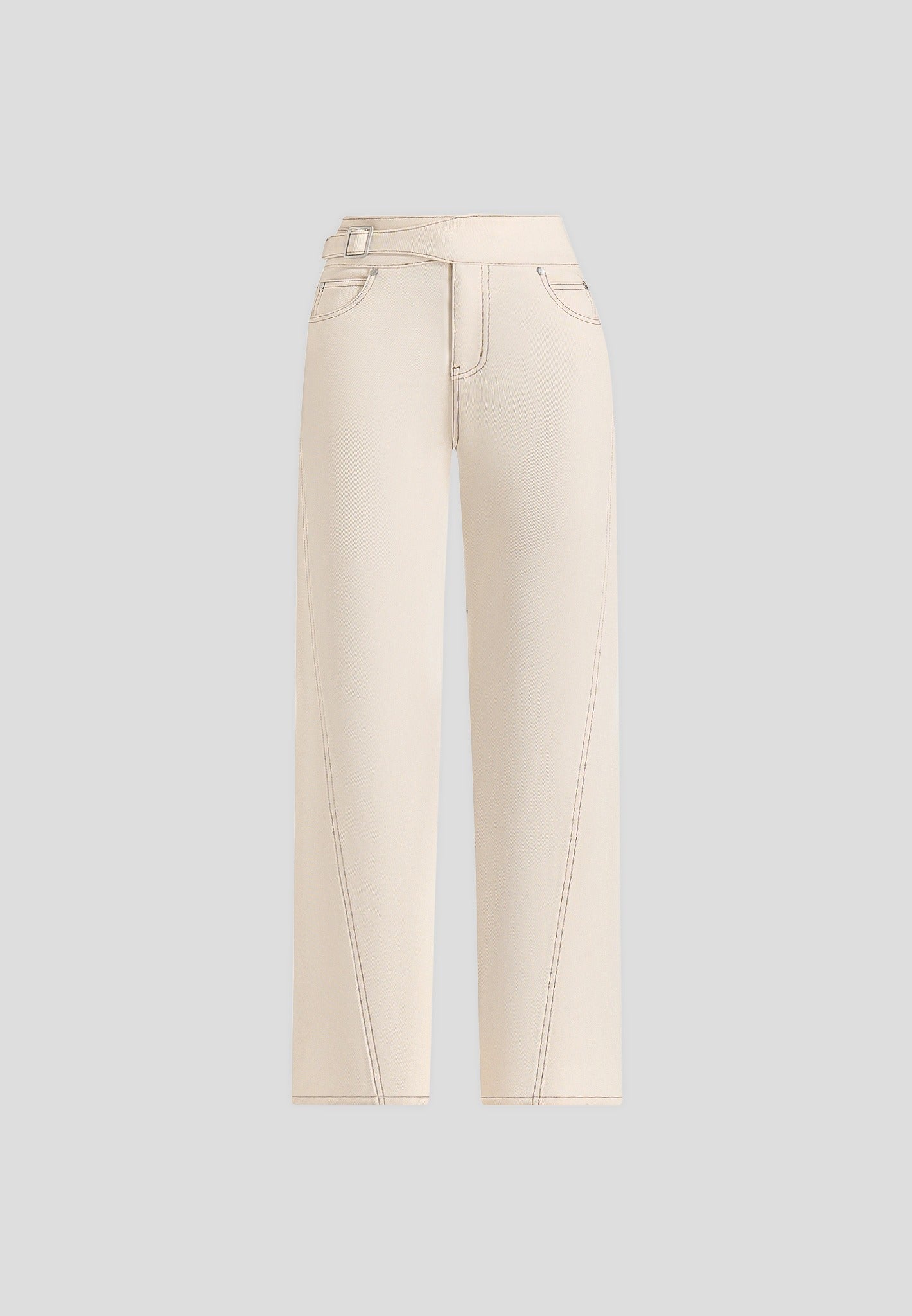 Loane - Twist Leg Boyfriend Jeans With Waist Adjuster - Cream