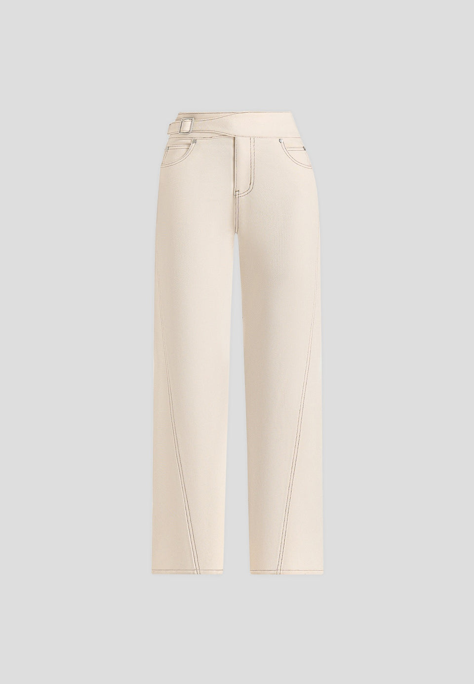 Loane - Twist Leg Boyfriend Jeans With Waist Adjuster - Cream