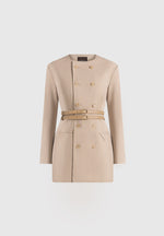 Sierra - Double Breasted Belted Blazer Dress - Beige