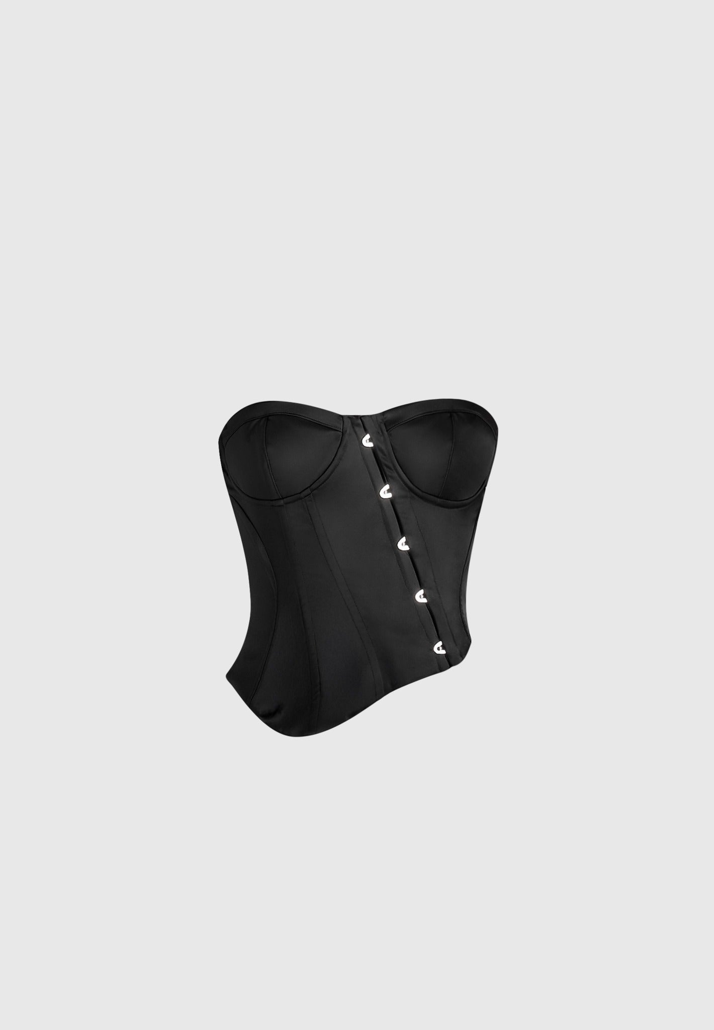 Aurelia - Asymmetric Satin Corset Top - Black