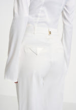 Julie - Satin Twin Pleat Trousers - Off White
