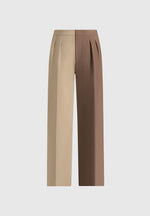Julie - Two Tone Tailored Trousers - Taupe/Brown