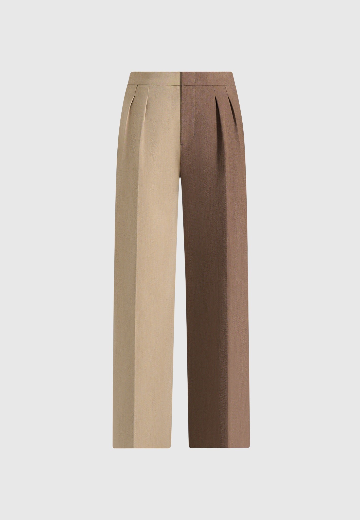 Julie - Two Tone Tailored Trousers - Taupe/Brown