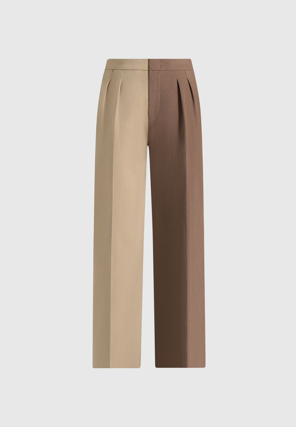 Julie - Two Tone Tailored Trousers - Taupe/Brown