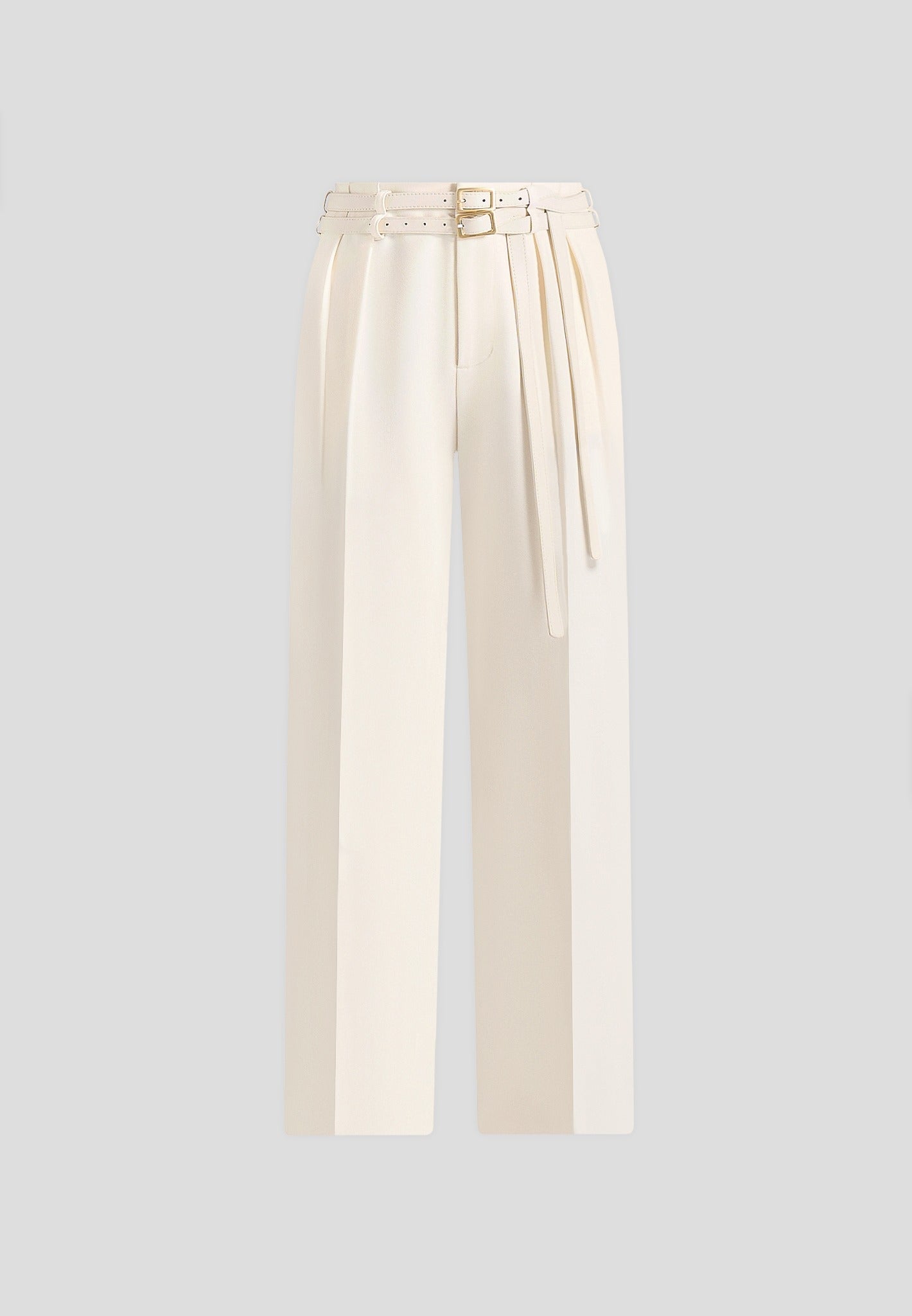Pascale - Tailored Twin Belt Trousers - Off White