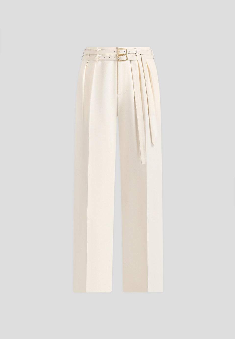 Pascale - Tailored Twin Belt Trousers - Off White