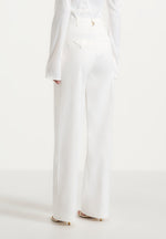 Julie - Satin Twin Pleat Trousers - Off White