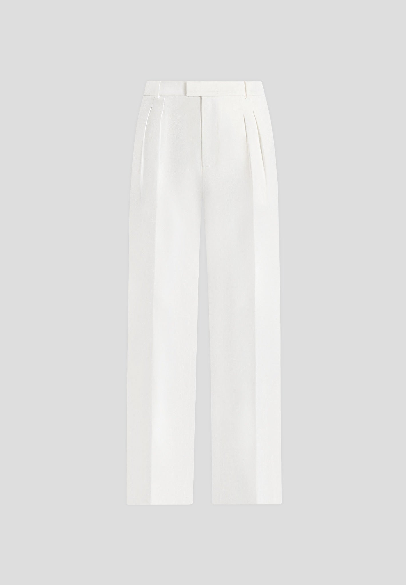 Julie - Satin Twin Pleat Trousers - White