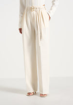 Pascale - Tailored Twin Belt Trousers - Off White